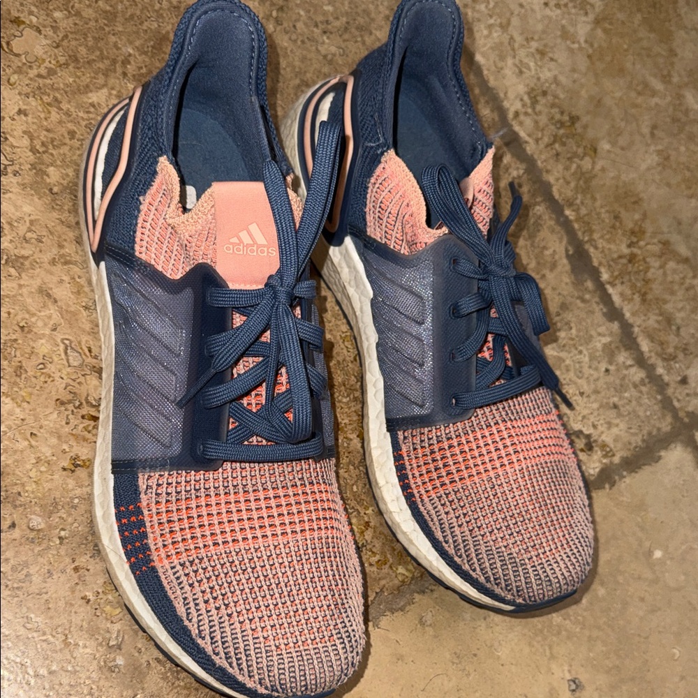 adidas Navy & Coral Knit Lace-Up Sneakers